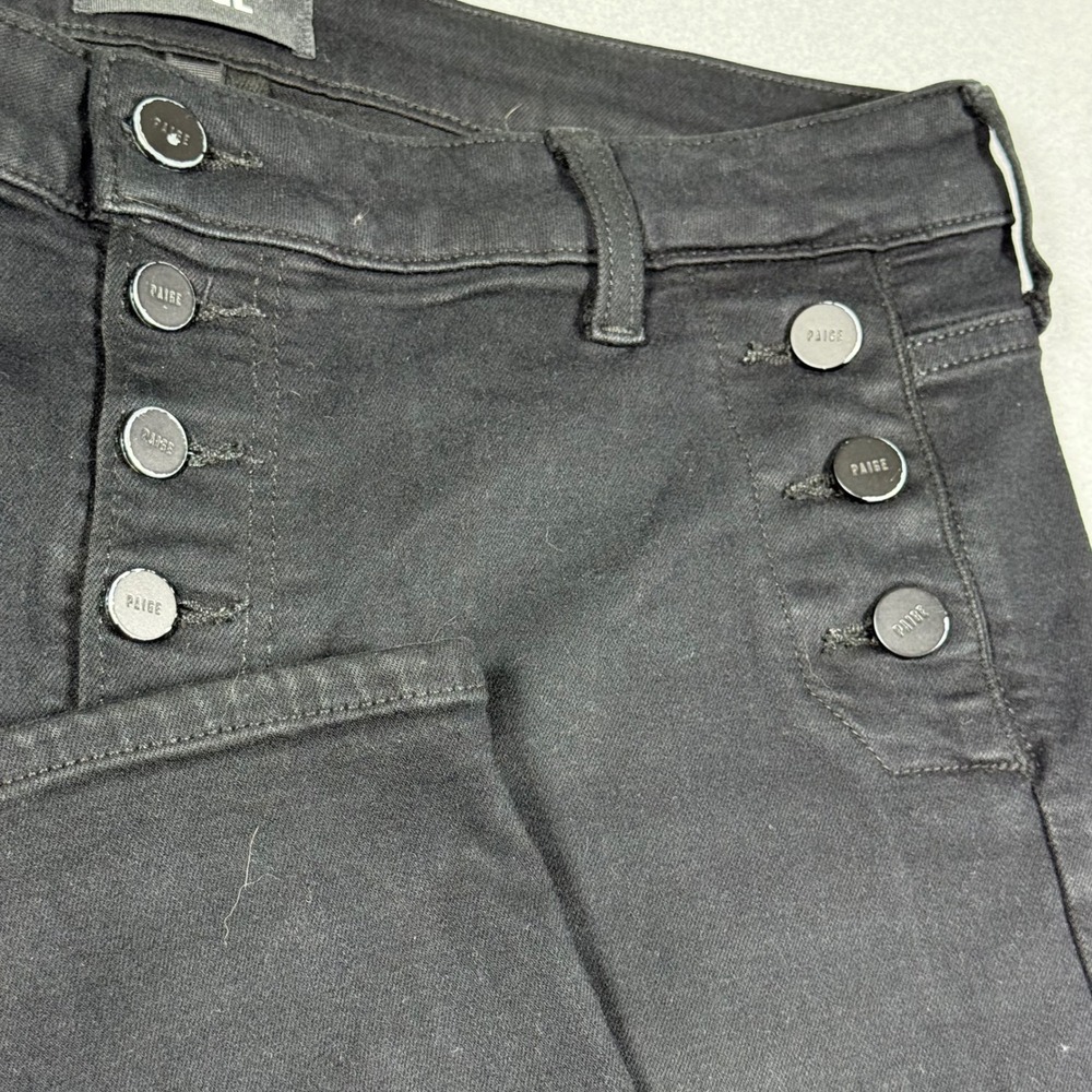 PAIGE Emmie Ultra Skinny Black High Rise Button Fly Jeans Womens 32